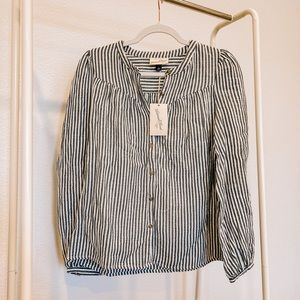 Blue + White Stripe Blouse // Size XS